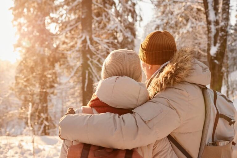 a couple enjoying Midwest winter getaways.